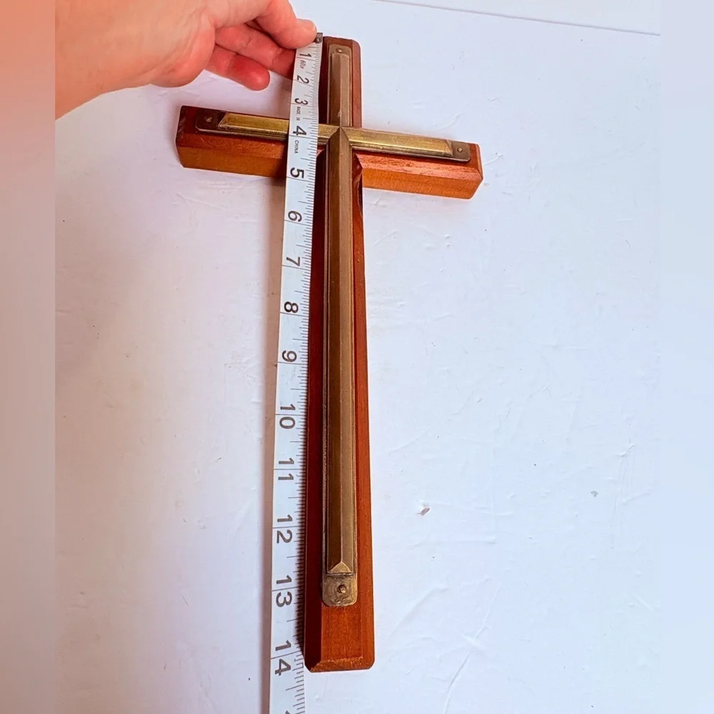 Vintage Wooden and Brass Cross/Crucifix